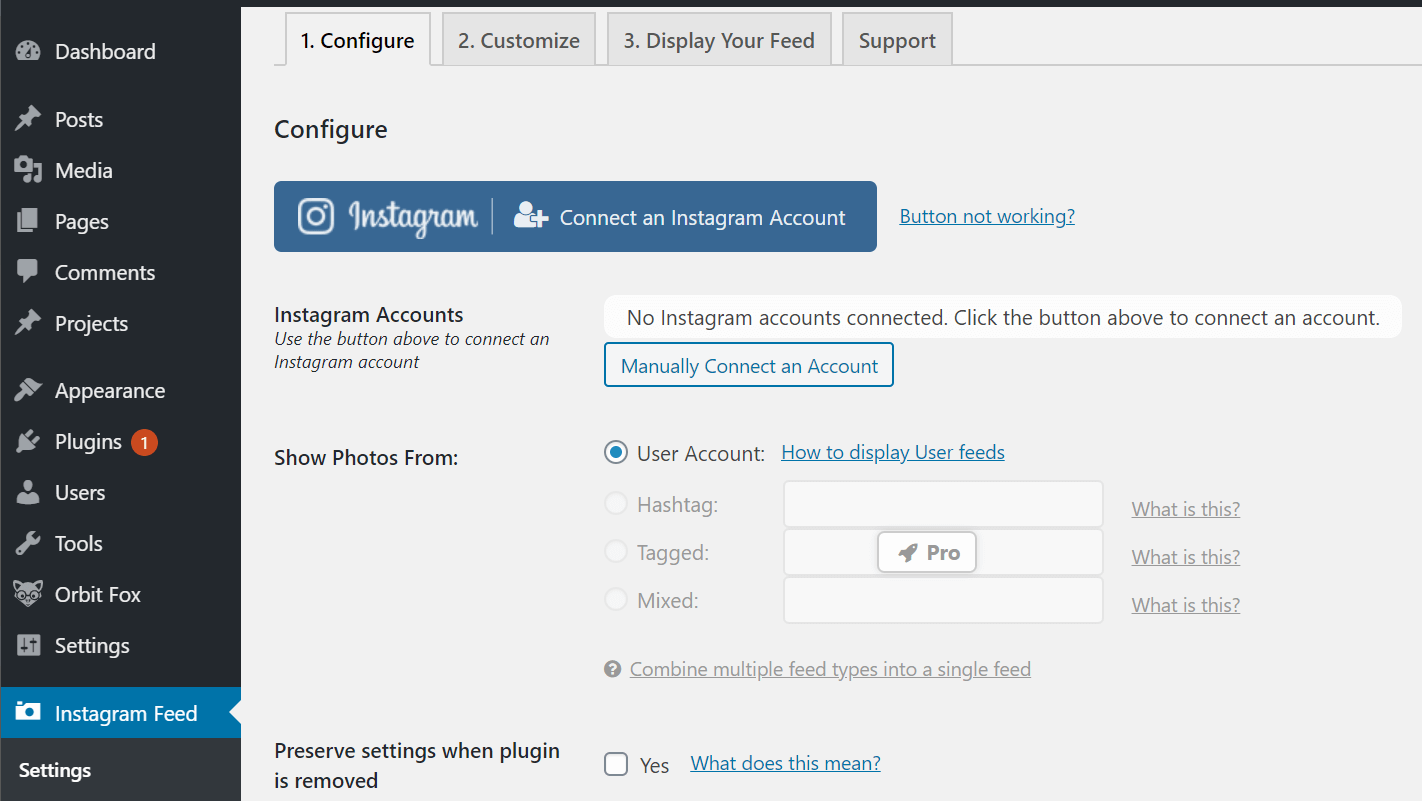 Configuring Smash Balloon - Multiple Instagram Accounts